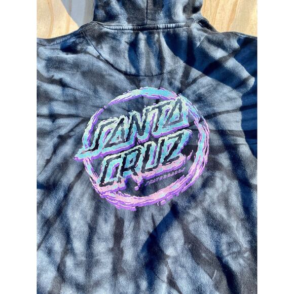 Santa Cruz Skateboard Synthwave Pullover Hoodie Men’s Black Tie Dye S Pre-Owned - Picture 6 of 7
